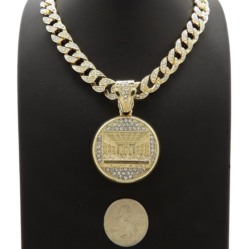 Iced Out Last Supper Pendant Ice Bling Cuban Chain